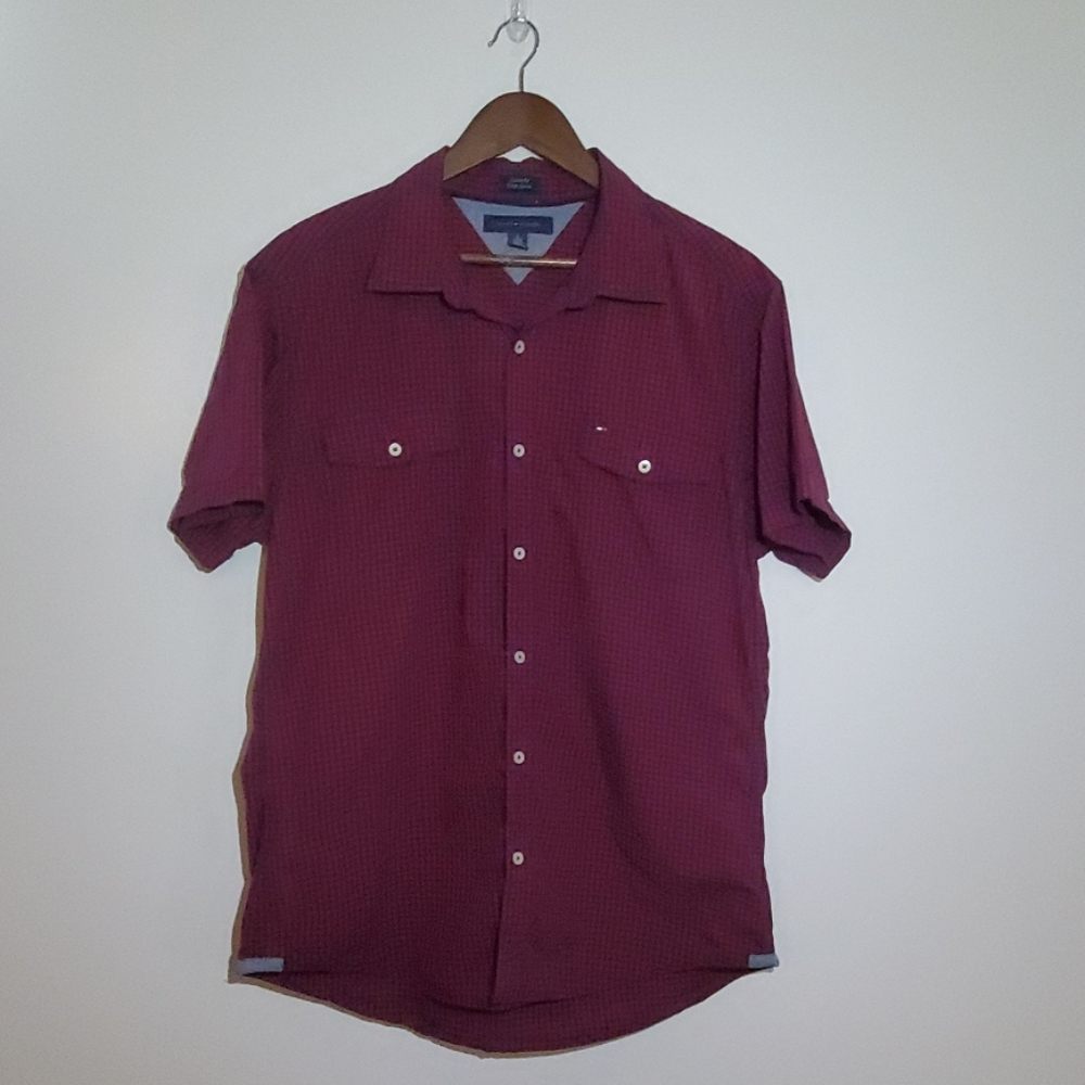 Tommy Hilfiger Plaid Short Sleeve Button Down XL